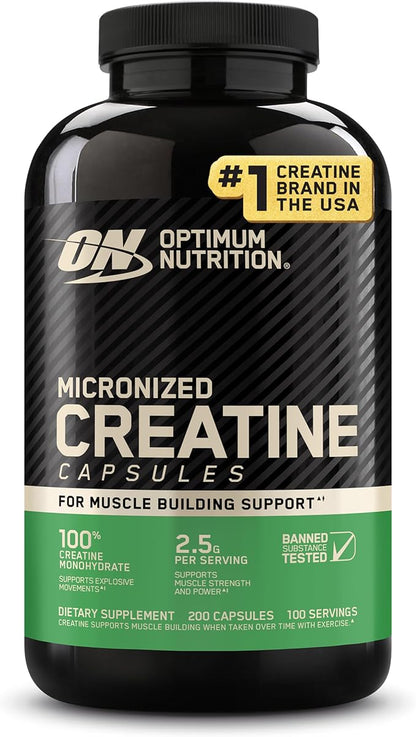 Optimum Nutrition creatine monohydrate capsules 200 count bottle