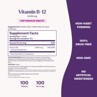 Natrol energy metabolism support B12 tablets