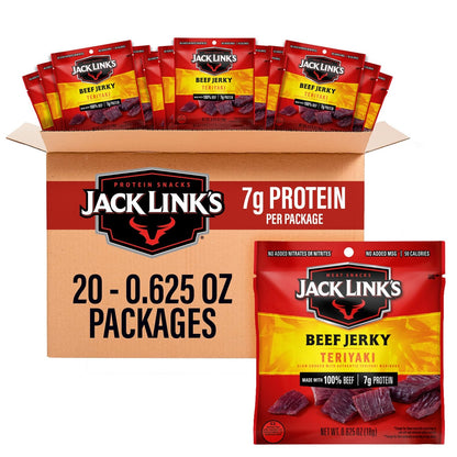 Individual Jack Link's teriyaki beef jerky snack bags