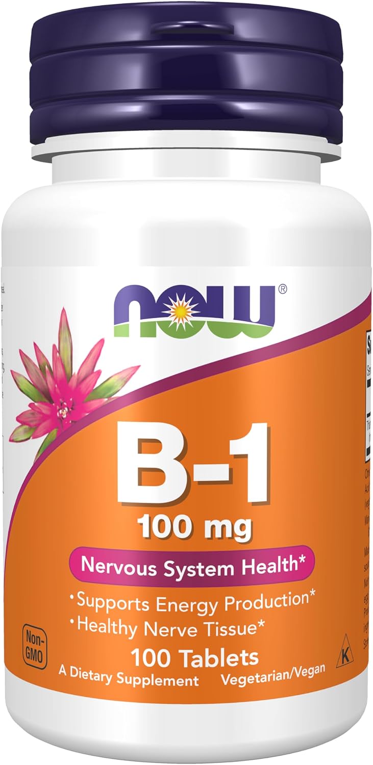 NOW Supplements Vitamin B-1 100 mg 100 tabs front label