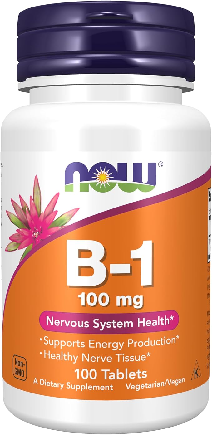 NOW Vitamin B-1 100 mg supplement bottle