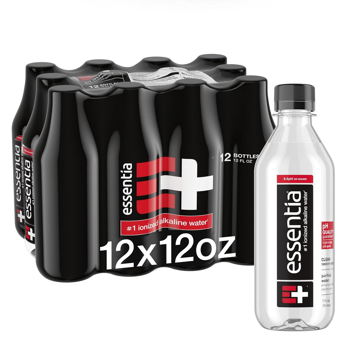 Essentia 9.5 pH alkaline water front bottle view