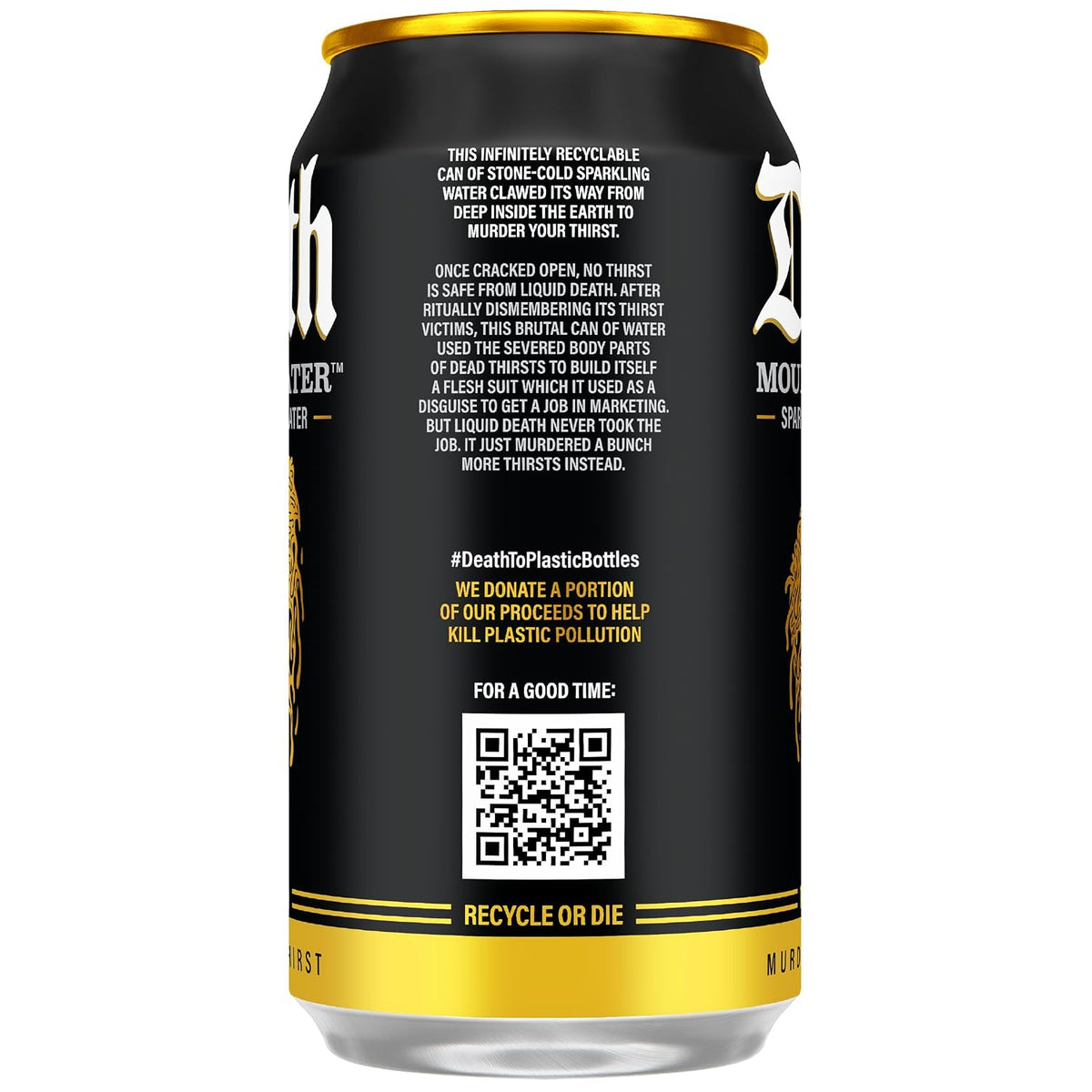 Liquid Death recyclable cans of sparkling water