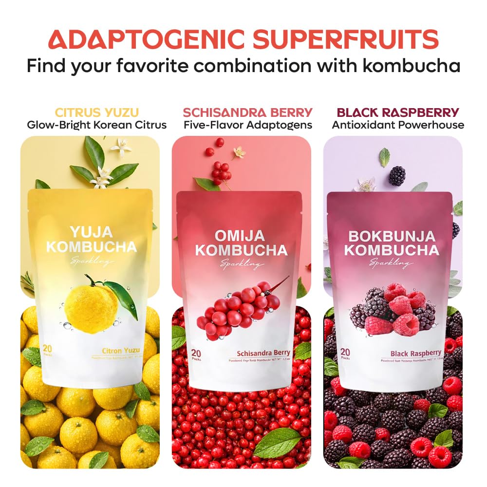 Kombucha Powder Packets Unisex Schisandra Berry Sparkling Drink Mix