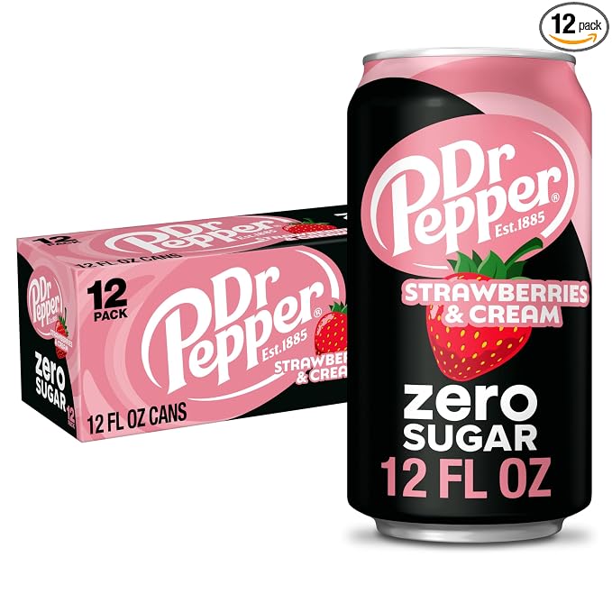 Dr Pepper Strawberries and Cream Zero Sugar Soda 12 pack