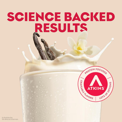 Atkins high protein vanilla shake nutrition beverage