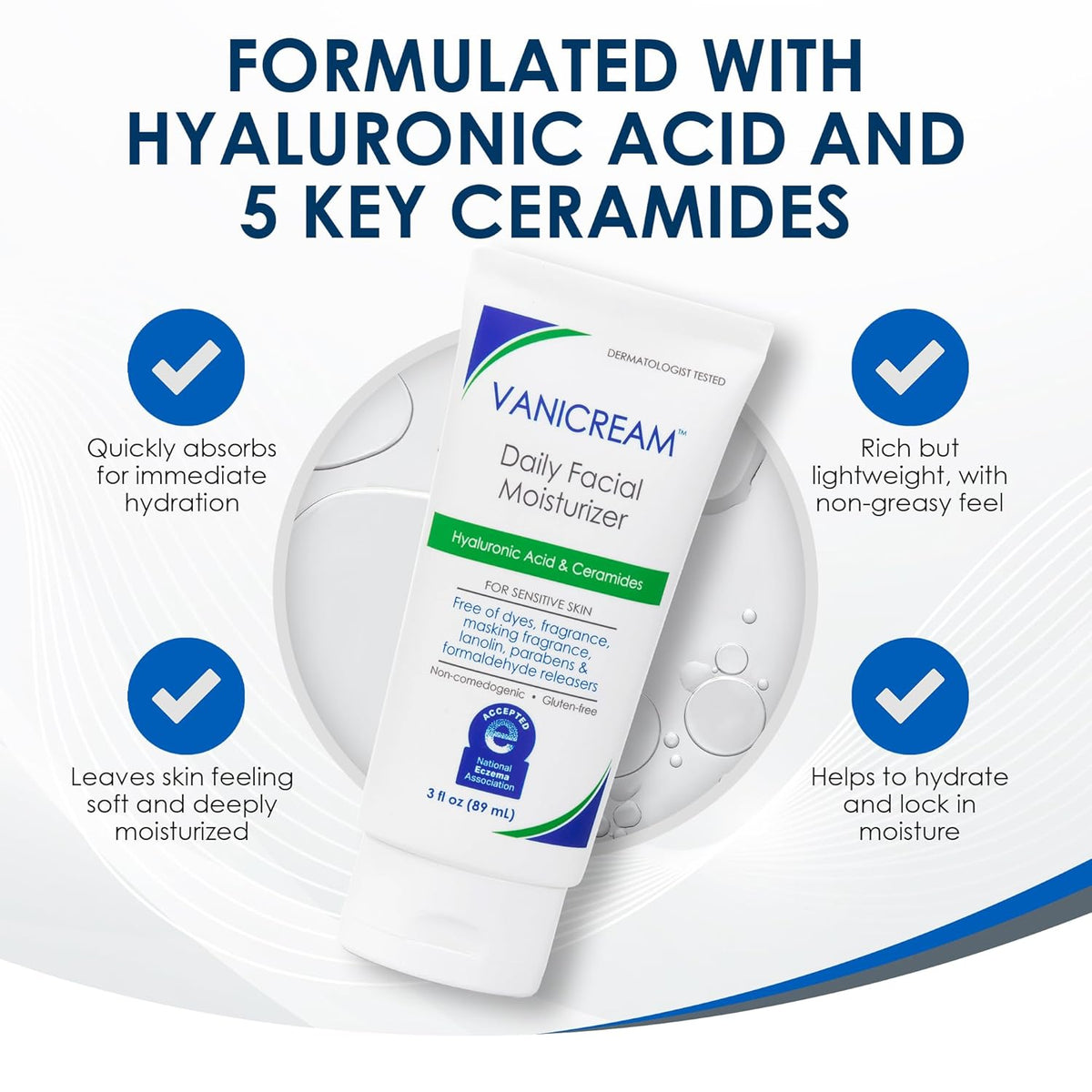 Vanicream sensitive skin face moisturizer tube