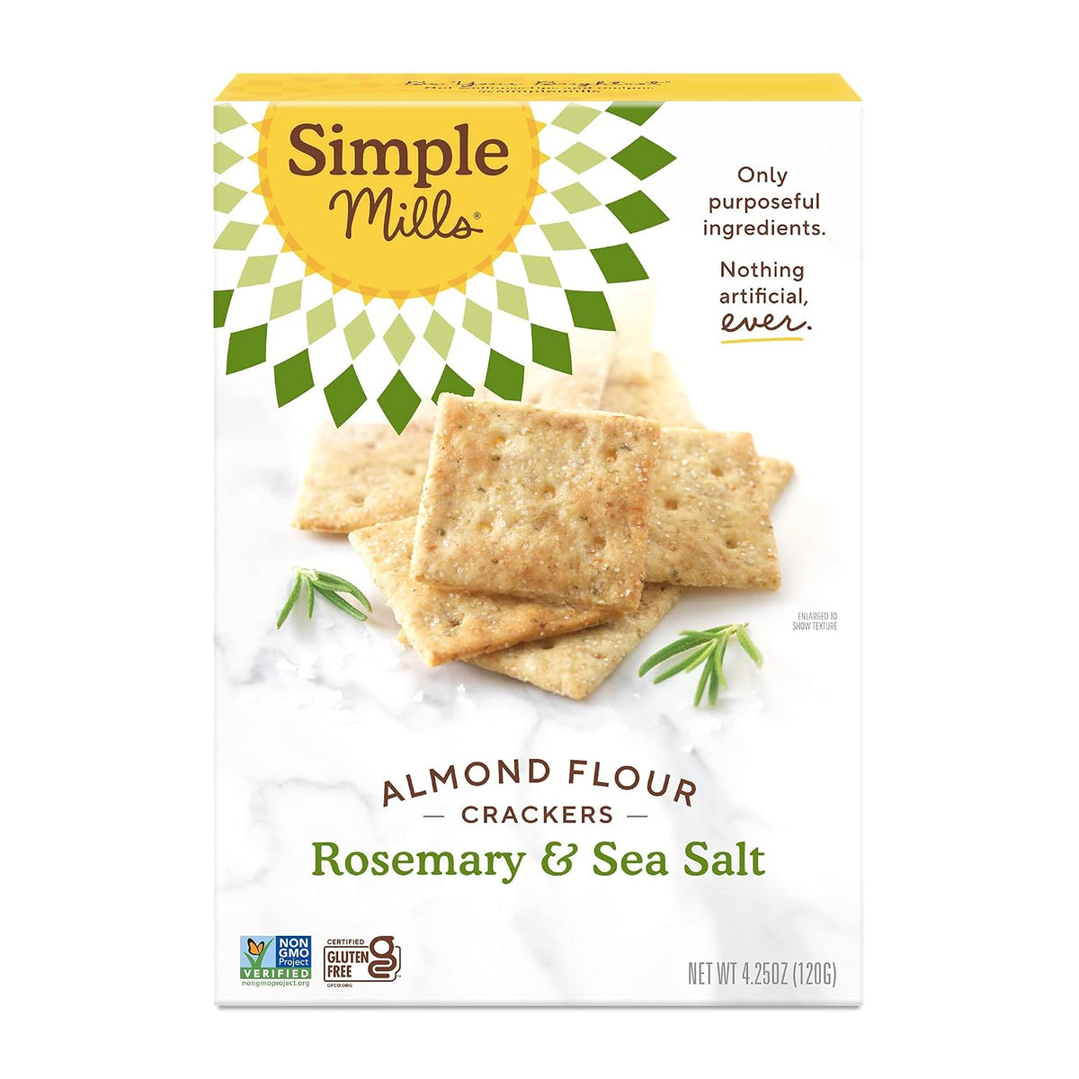Rosemary and sea salt almond flour crackers package