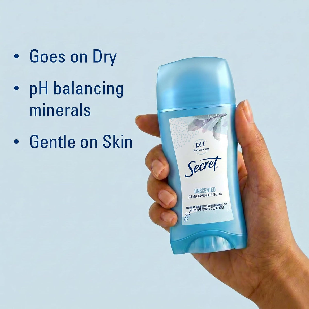 Unscented invisible solid deodorant for women