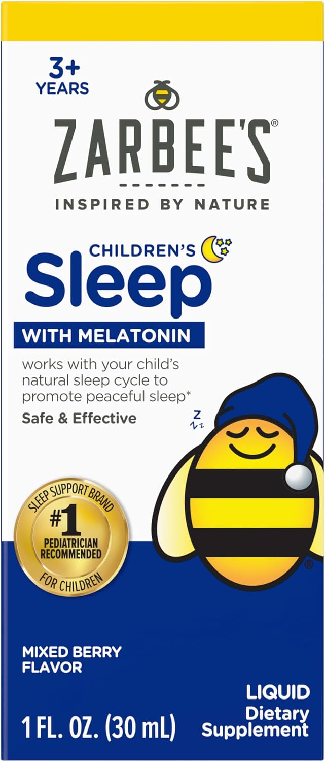 Zarbee's kids liquid melatonin sleep supplement label