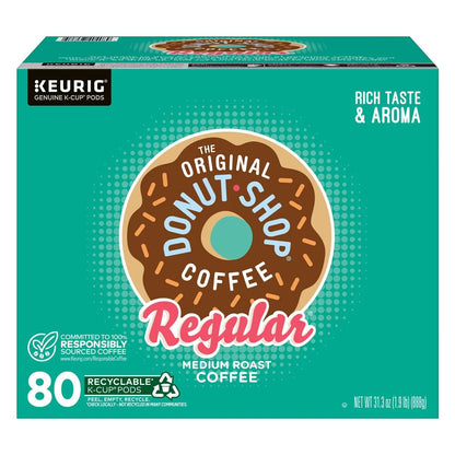 The Original Donut Shop Medium Roast Coffee, K cups, with Health & Outdoors Packaging (80, Original)