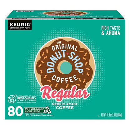 The Original Donut Shop Medium Roast Coffee, K cups, with Health & Outdoors Packaging (80, Original)