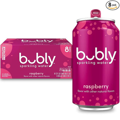 Bubly raspberry sparkling water 8 pack cans