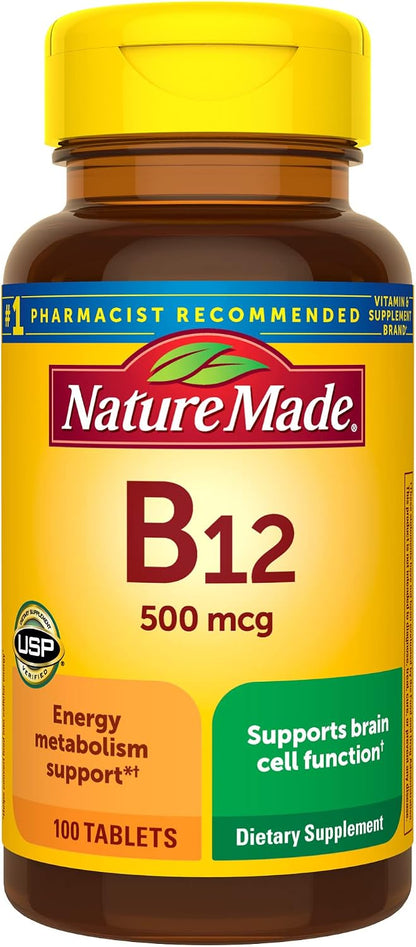 Nature Made B12 100 count supplement label