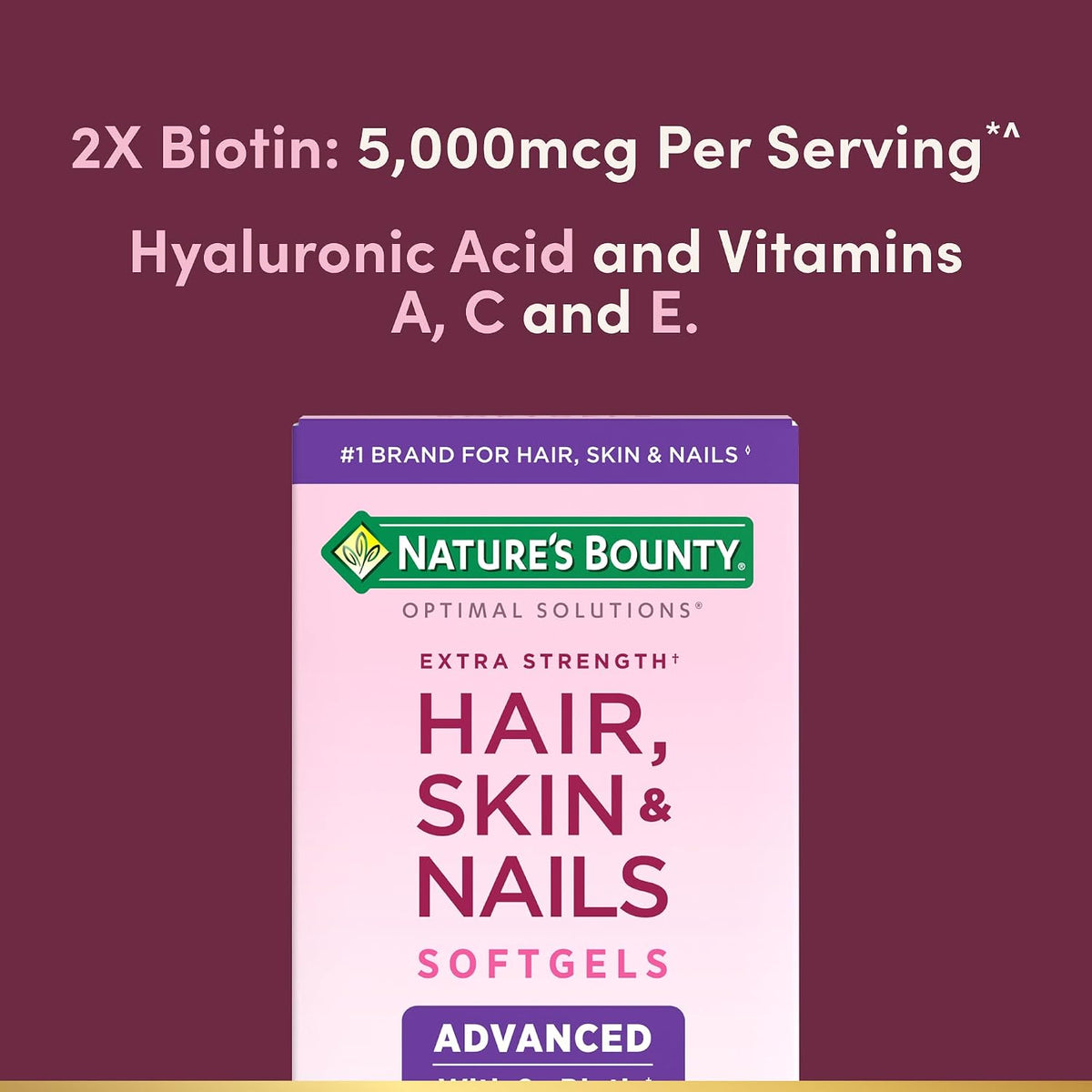 Hair skin and nails vitamins with biotin and hyaluronic acid