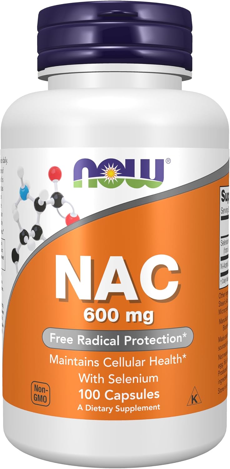 NOW Supplements N-acetyl cysteine 600 mg front label