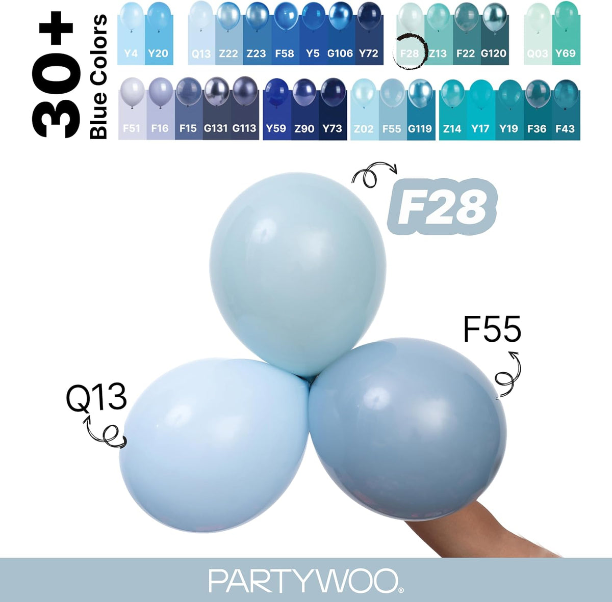 PartyWoo dusty blue balloons in assorted sizes