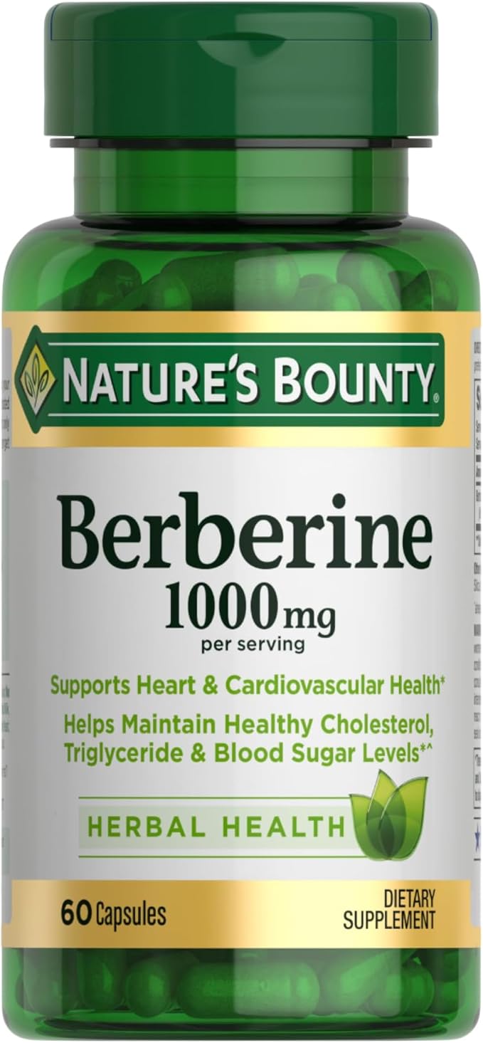 Nature's Bounty Berberine 1000mg capsules bottle