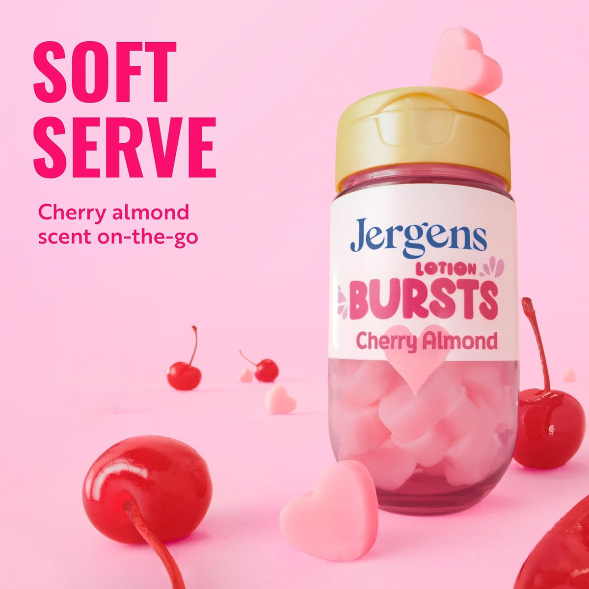 Jergens Cherry Almond body moisturizer bursts packaging