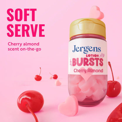 Jergens Cherry Almond body moisturizer bursts packaging