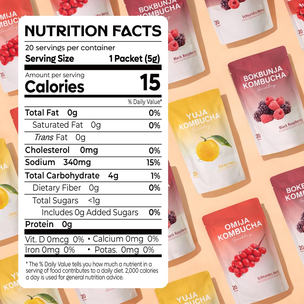 Kombucha Powder Packets Unisex Schisandra Berry Sparkling Drink Mix