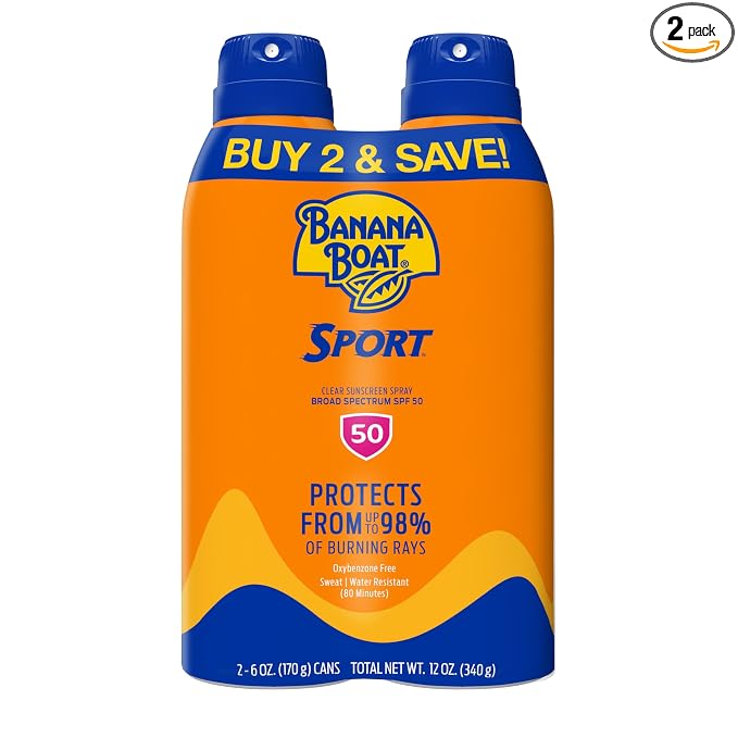 Banana Boat Sport SPF 50 sunscreen spray twin pack