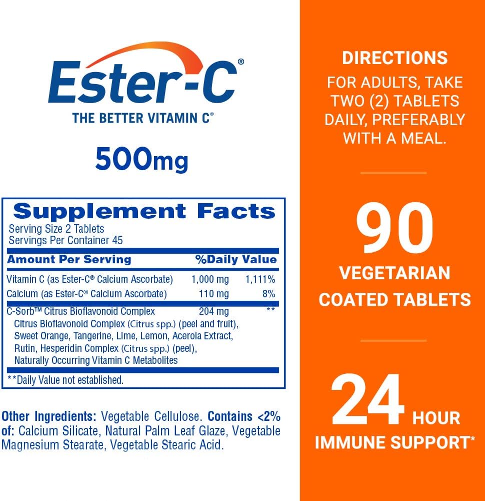 Non-acidic Ester-C Vitamin C tablets for daily wellness