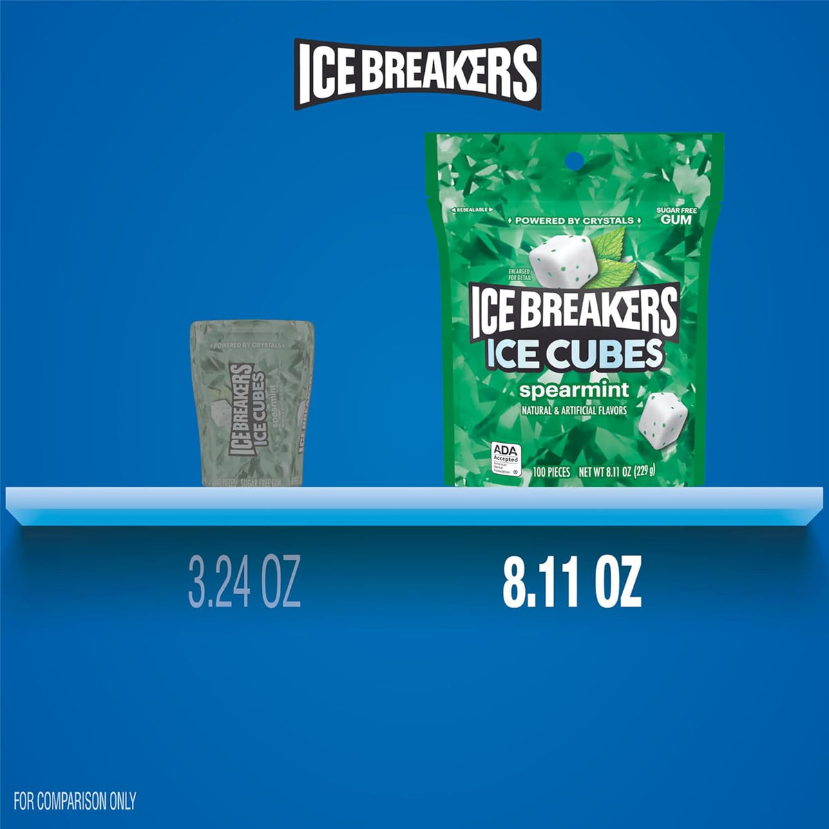 100 count Ice Breakers spearmint sugar-free gum pouch