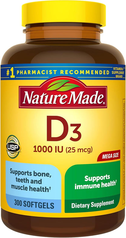 Nature Made Vitamin D3 1000 IU softgels bottle