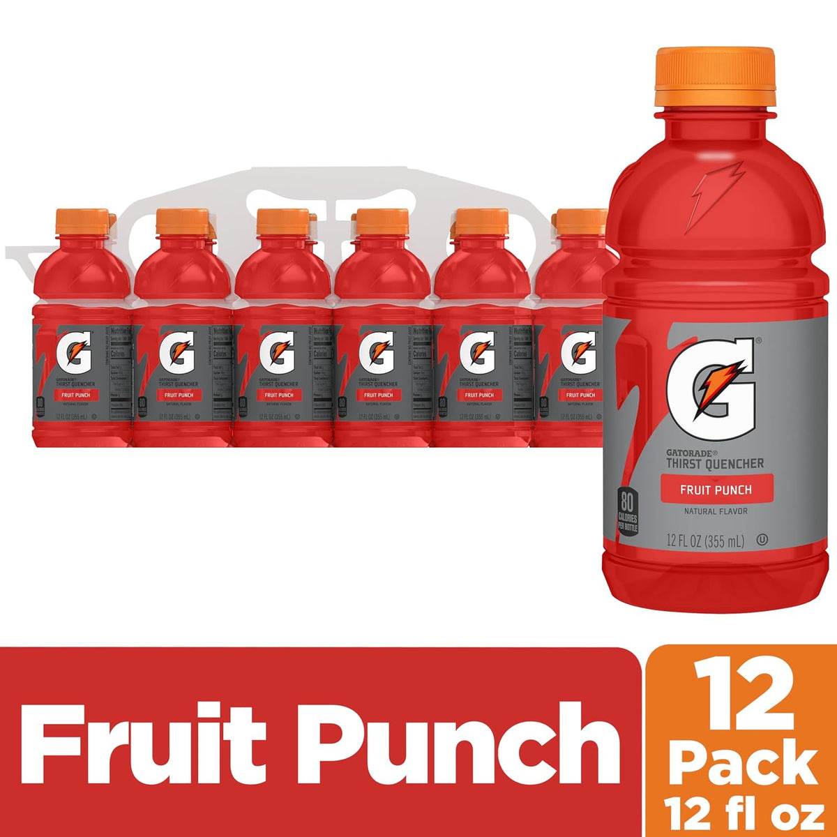 Fruit Punch Gatorade bottled sports drink pack