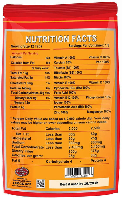 Chocolate chewable emergency food tablets by The Survival Tabs