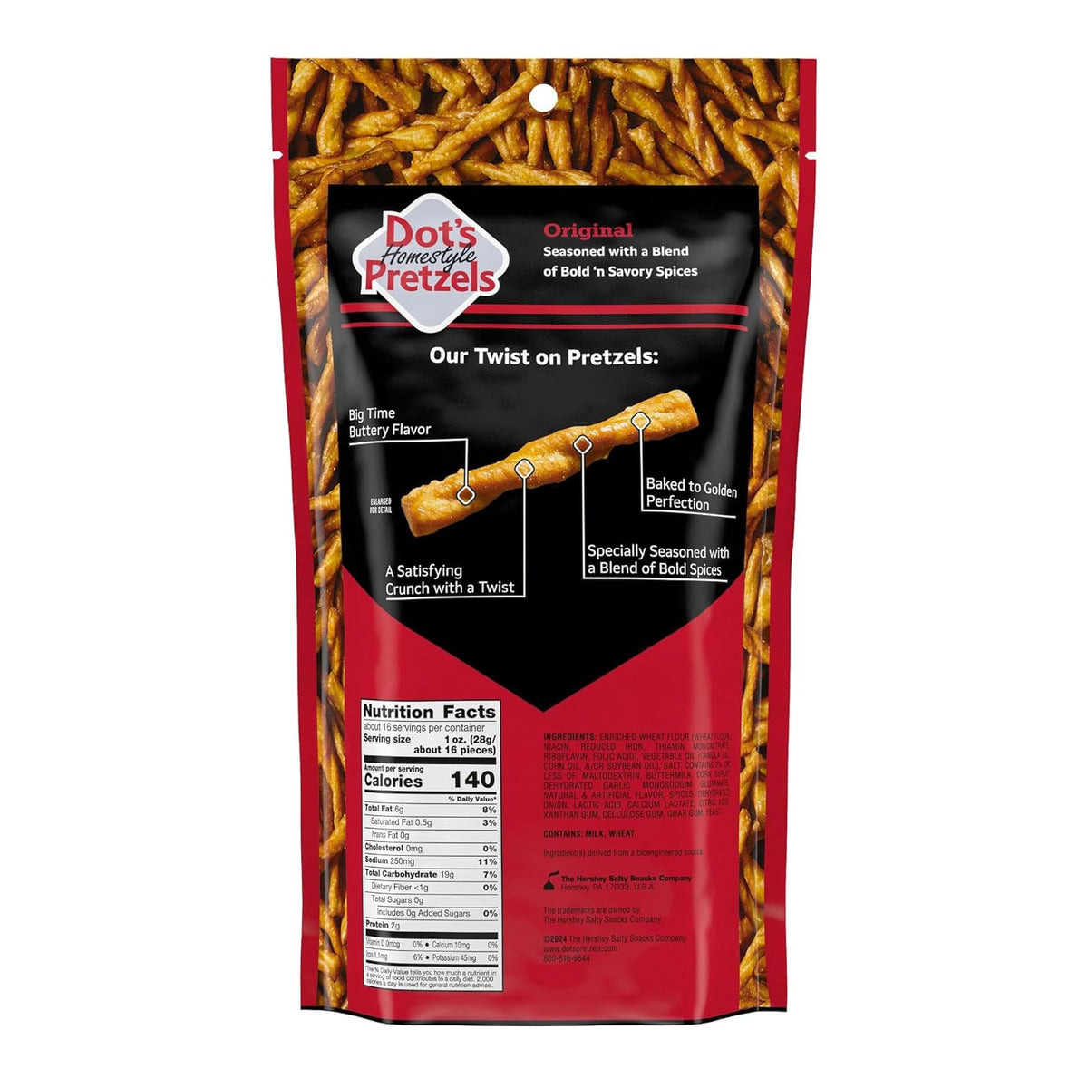 Seasoned pretzel twists snack with buttery flavor