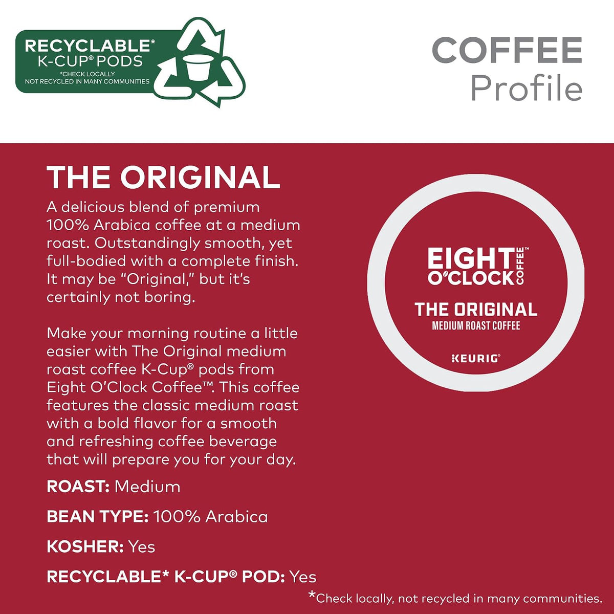 Eight O'Clock Coffee The Original K-Cup coffee pods packaging