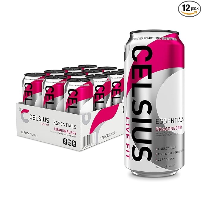 CELSIUS Essentials Sparkling Dragonberry energy drink 12 pack