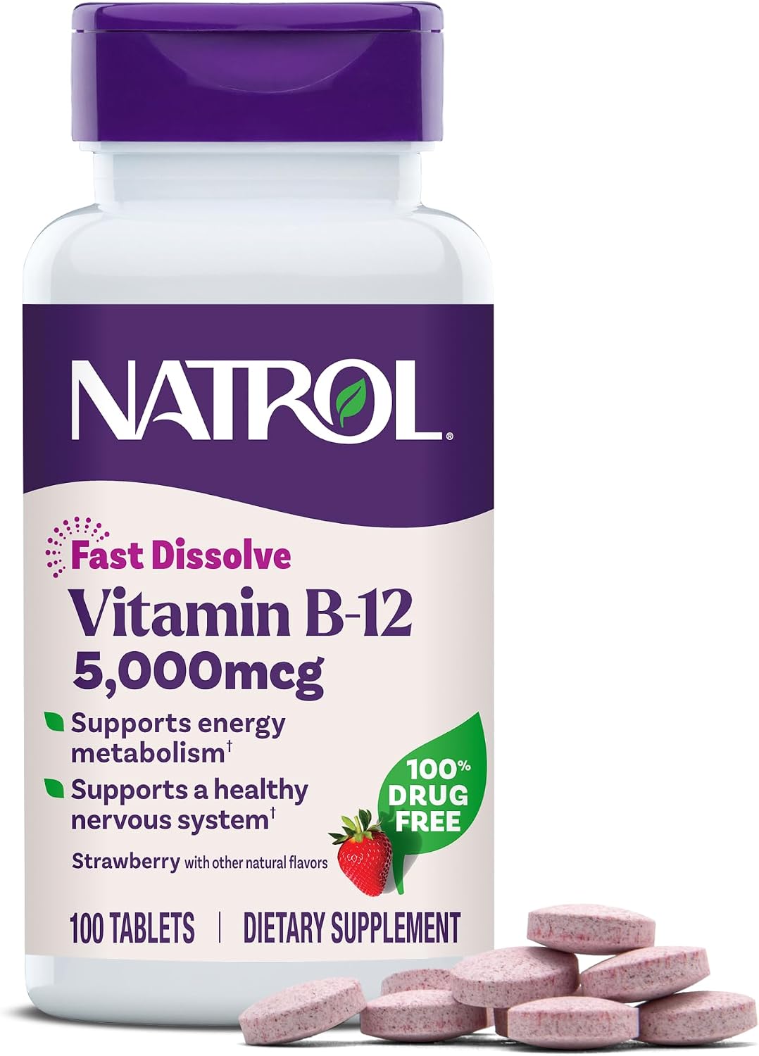 Natrol B12 5000 mcg tablets 100 count packaging