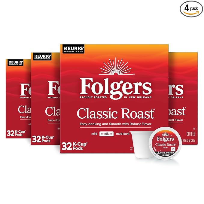 Folgers Classic Roast medium roast K-Cup pods 128 count