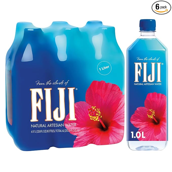 FIJI Natural Artesian Bottled Water 1 liter 6 pack