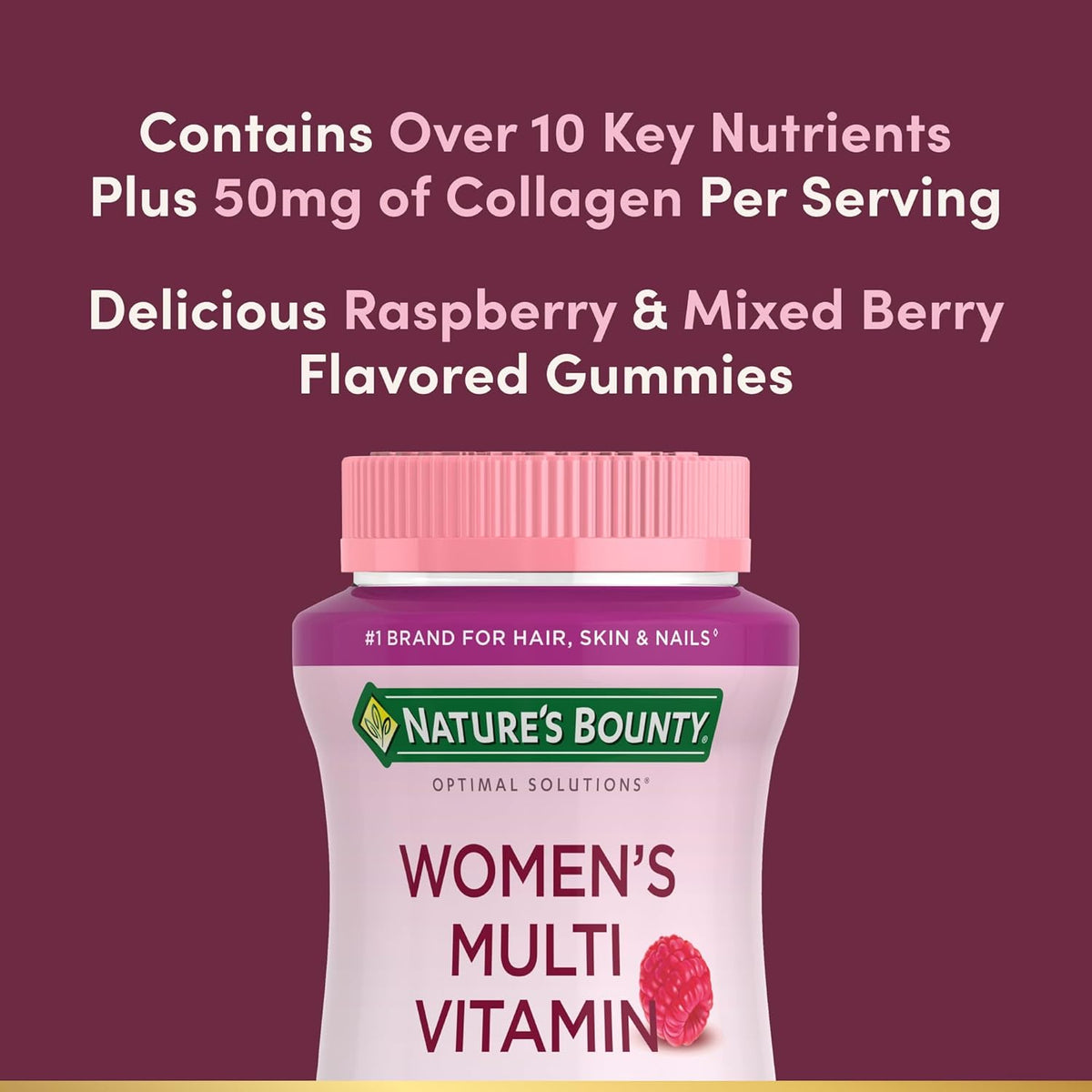 Raspberry flavored women's multivitamin supplement