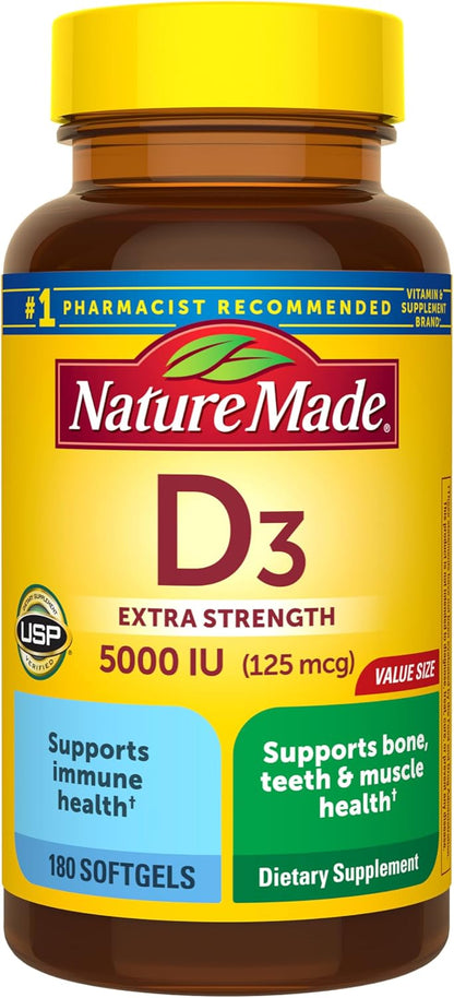 Nature Made extra strength Vitamin D3 supplement label