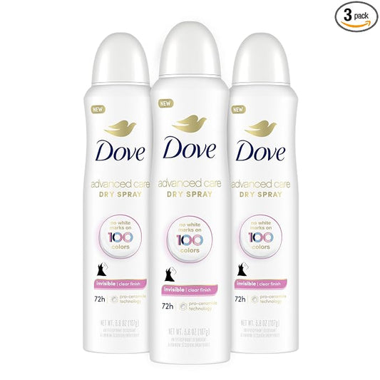 Dove Invisible Antiperspirant Dry Spray Clear Finish 3-pack