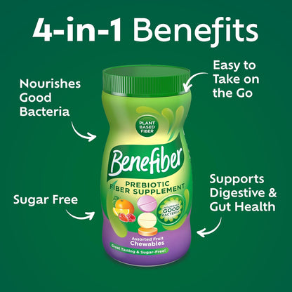 Sugar-free Benefiber prebiotic chewable fiber tablets