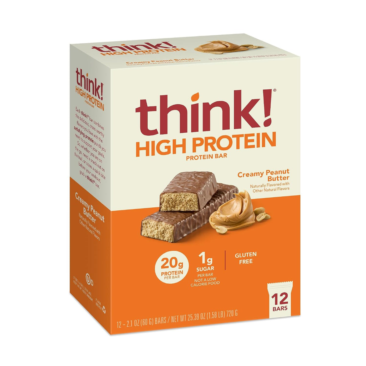 Creamy peanut butter protein bar with chocolate flavor