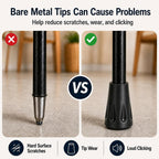 Textured rubber walking stick tips for hard ground