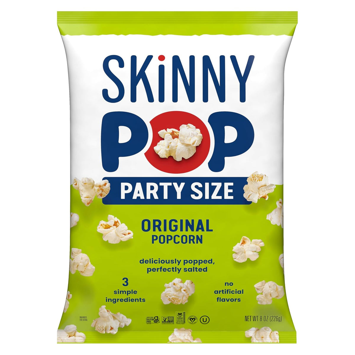 Gluten free SkinnyPop popcorn bag original flavor