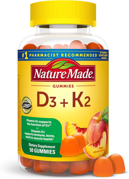 Nature Made D3 and K2 adult gummy vitamins front label