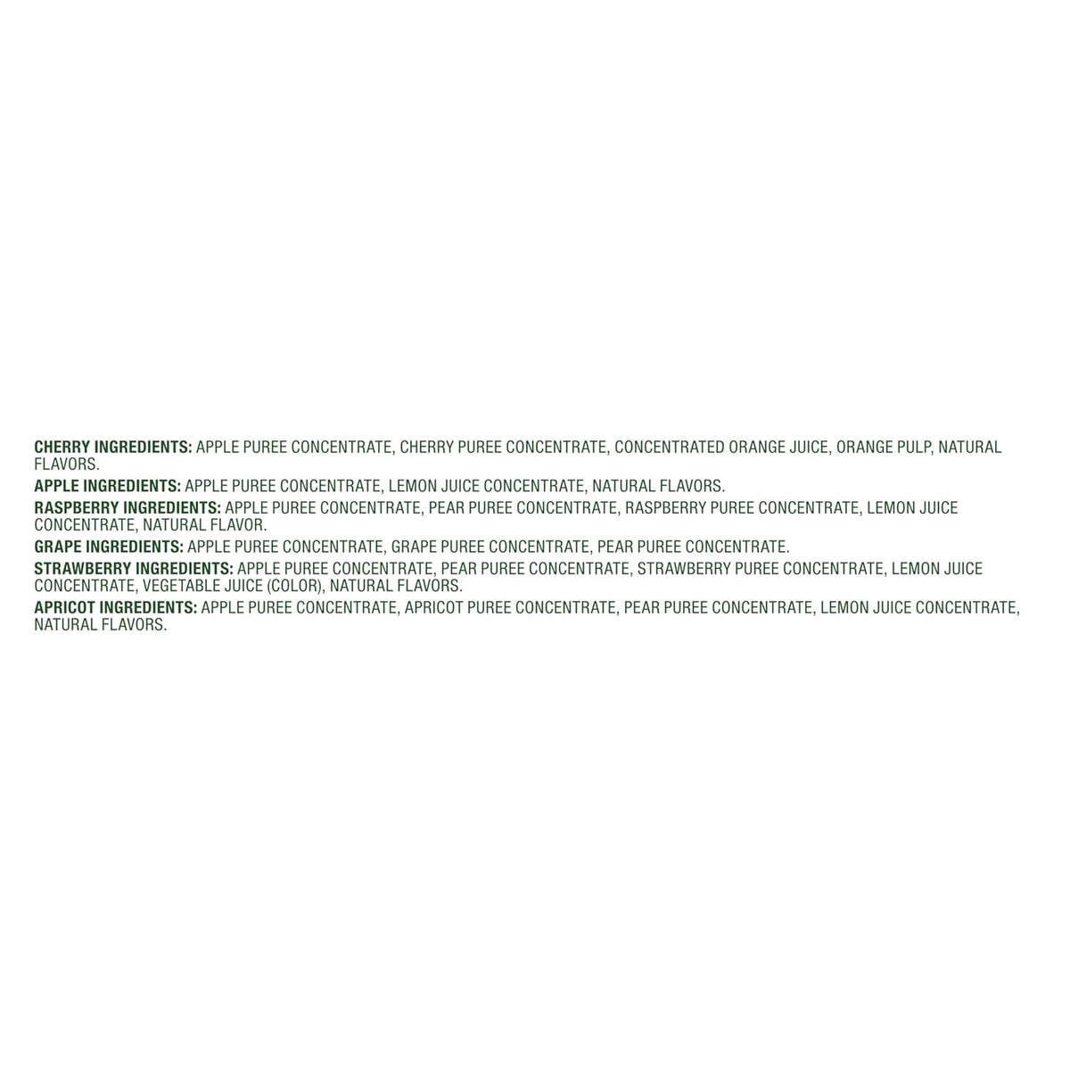 Zero grams added sugar non-GMO fruit strips