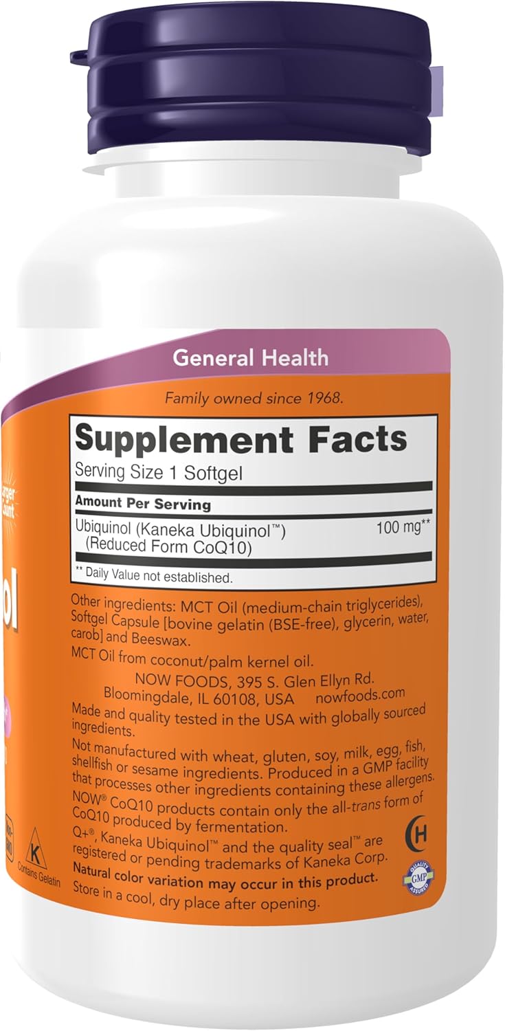 NOW Supplements ubiquinol softgel bottle
