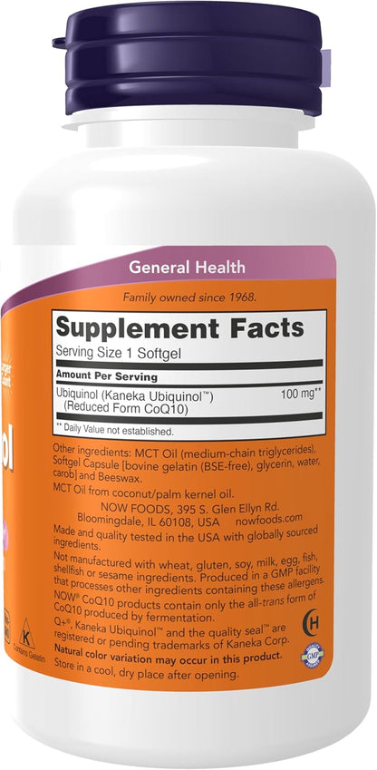 NOW Supplements ubiquinol softgel bottle