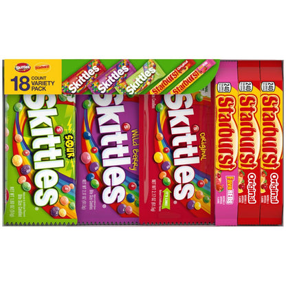 18 count Skittles Starburst fruit candy variety pack