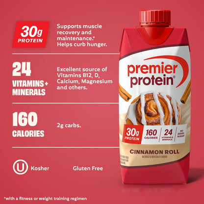 Premier Protein Cinnamon Roll ready to drink protein shakes